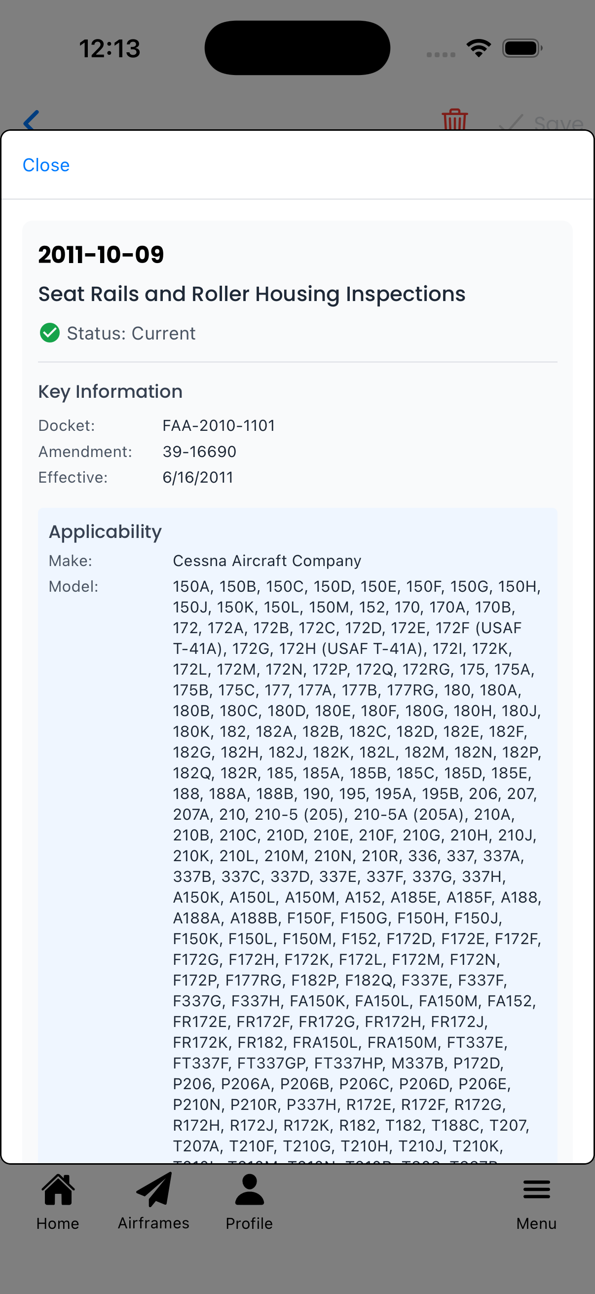 FAA Document key information