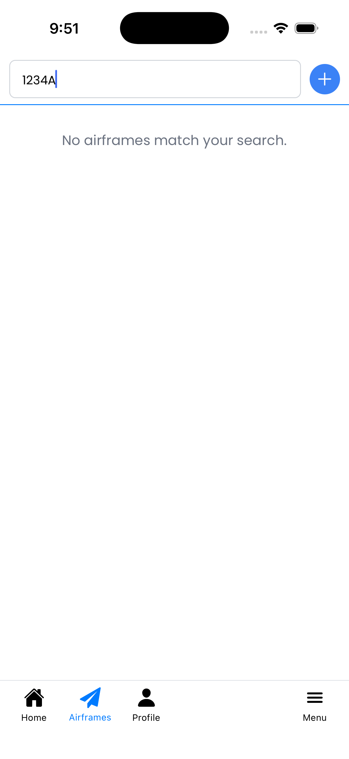 Search showing no matches