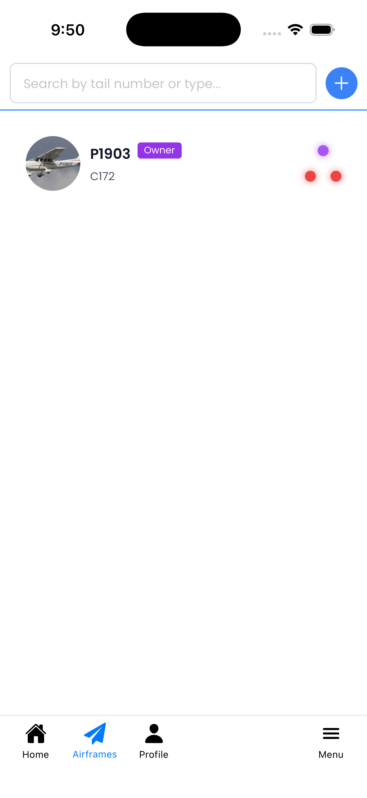 Aircraft List showing multiple aircraft