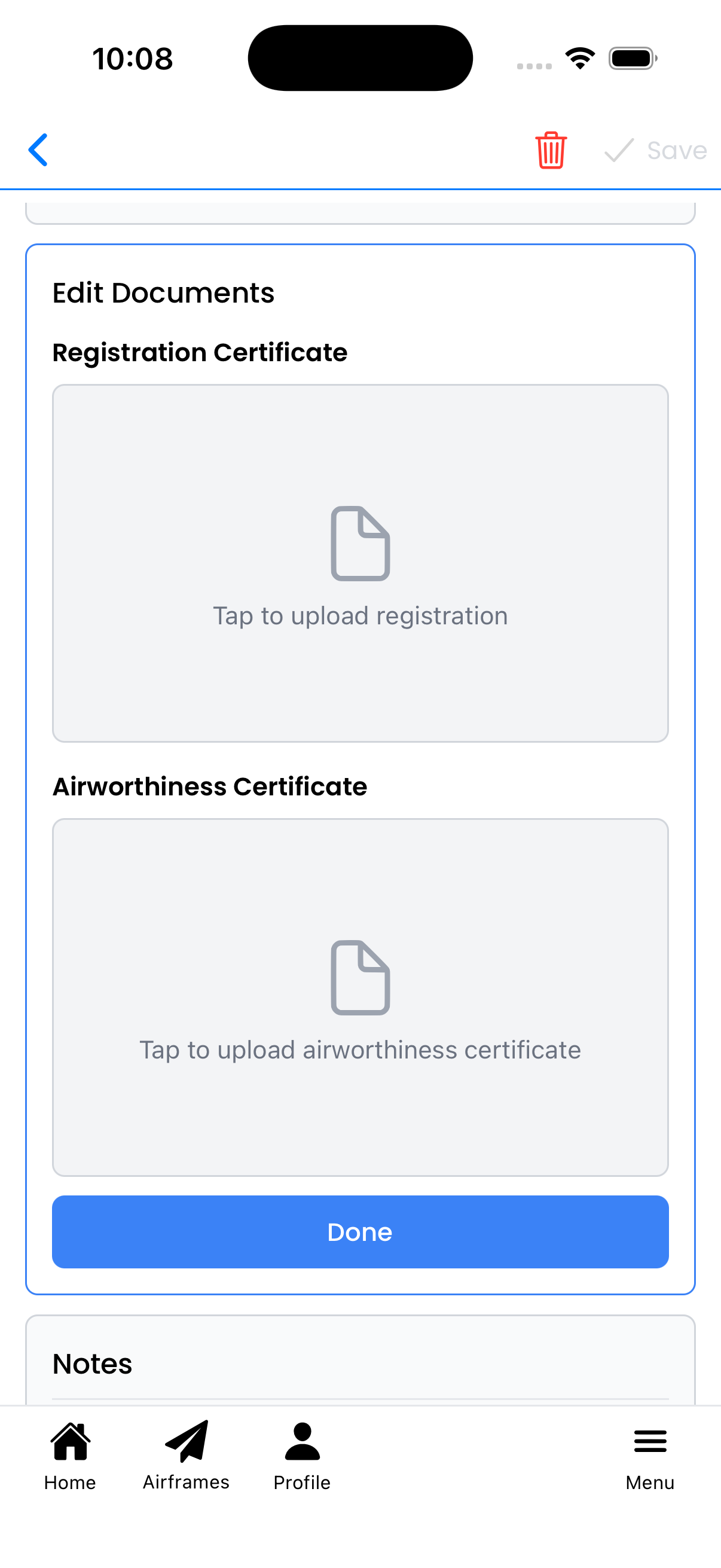Edit Documents section