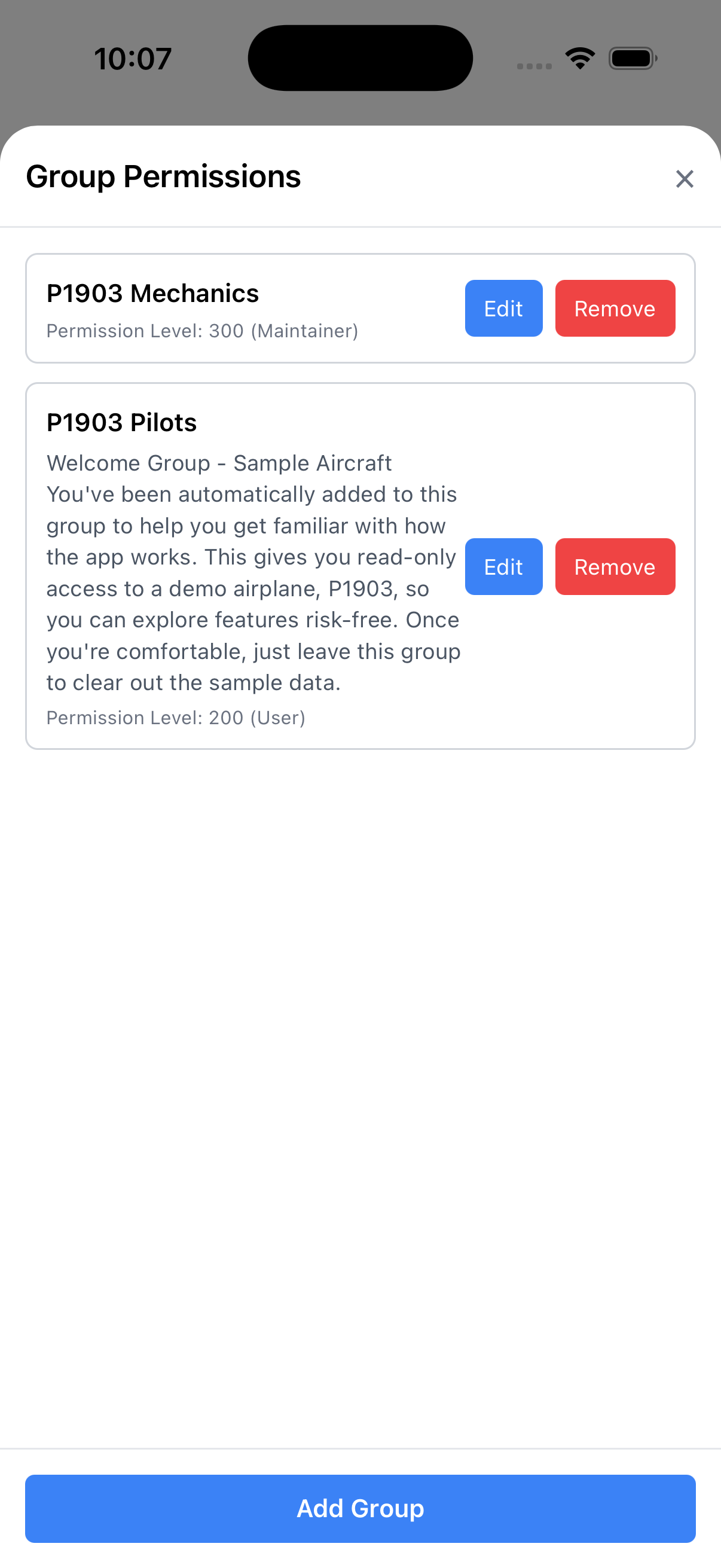 Group permissions
