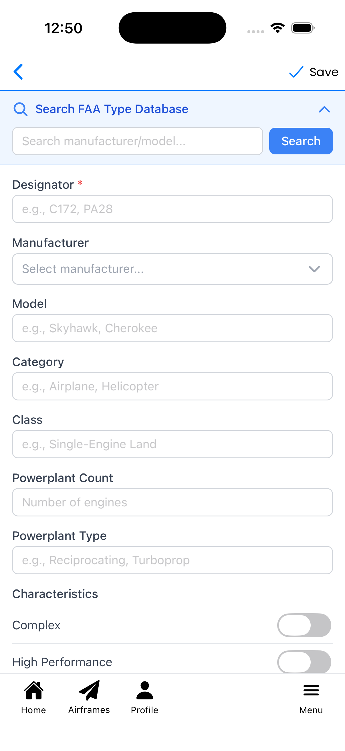 Airframe Type Editor