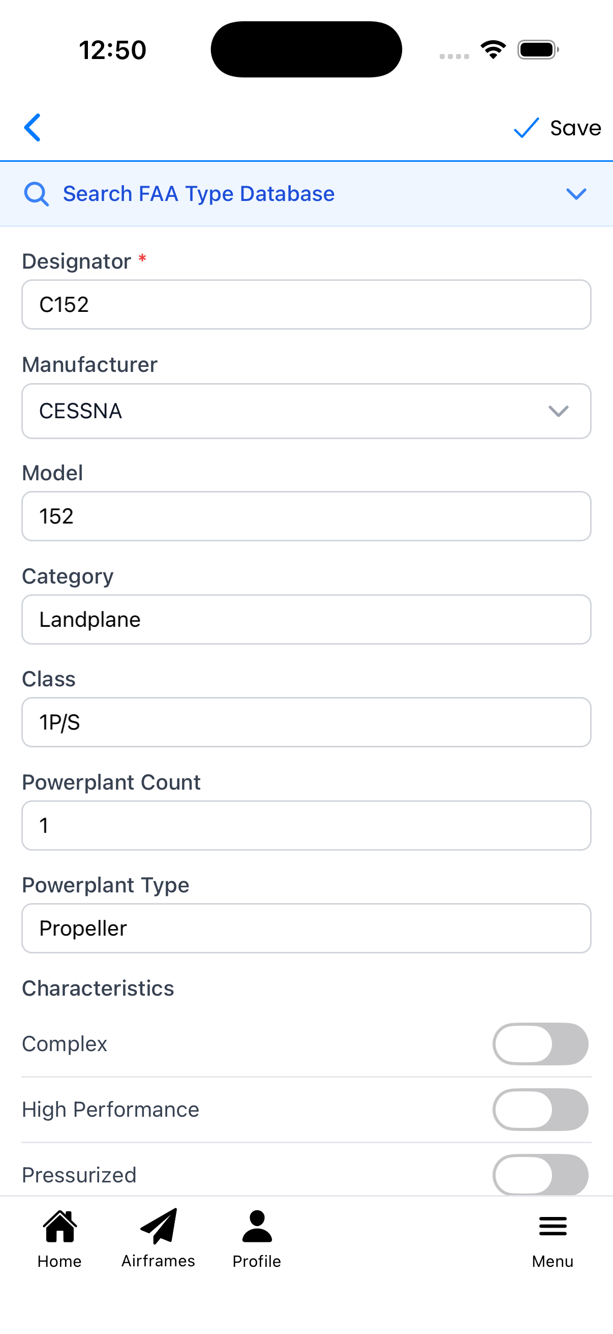 Type editor with data