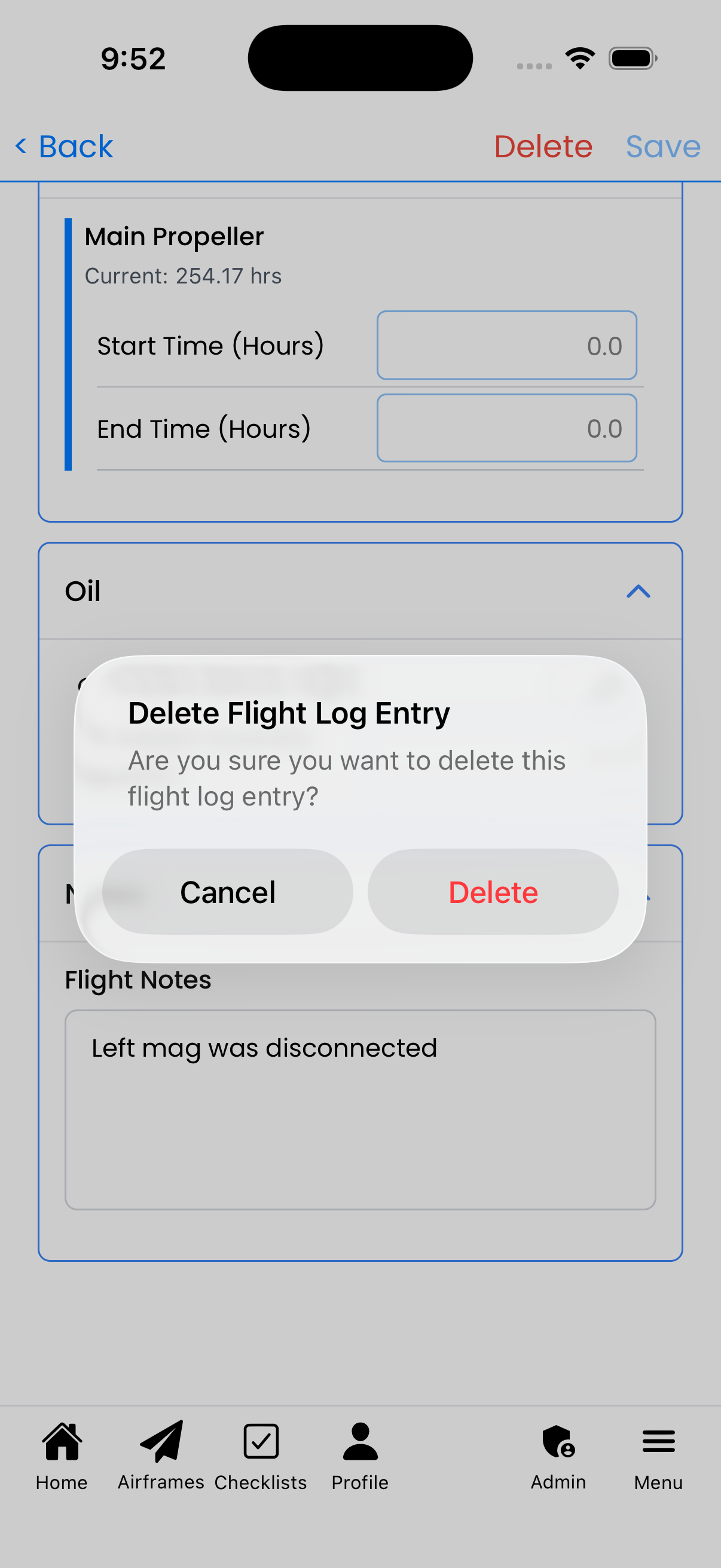 Delete confirmation dialog