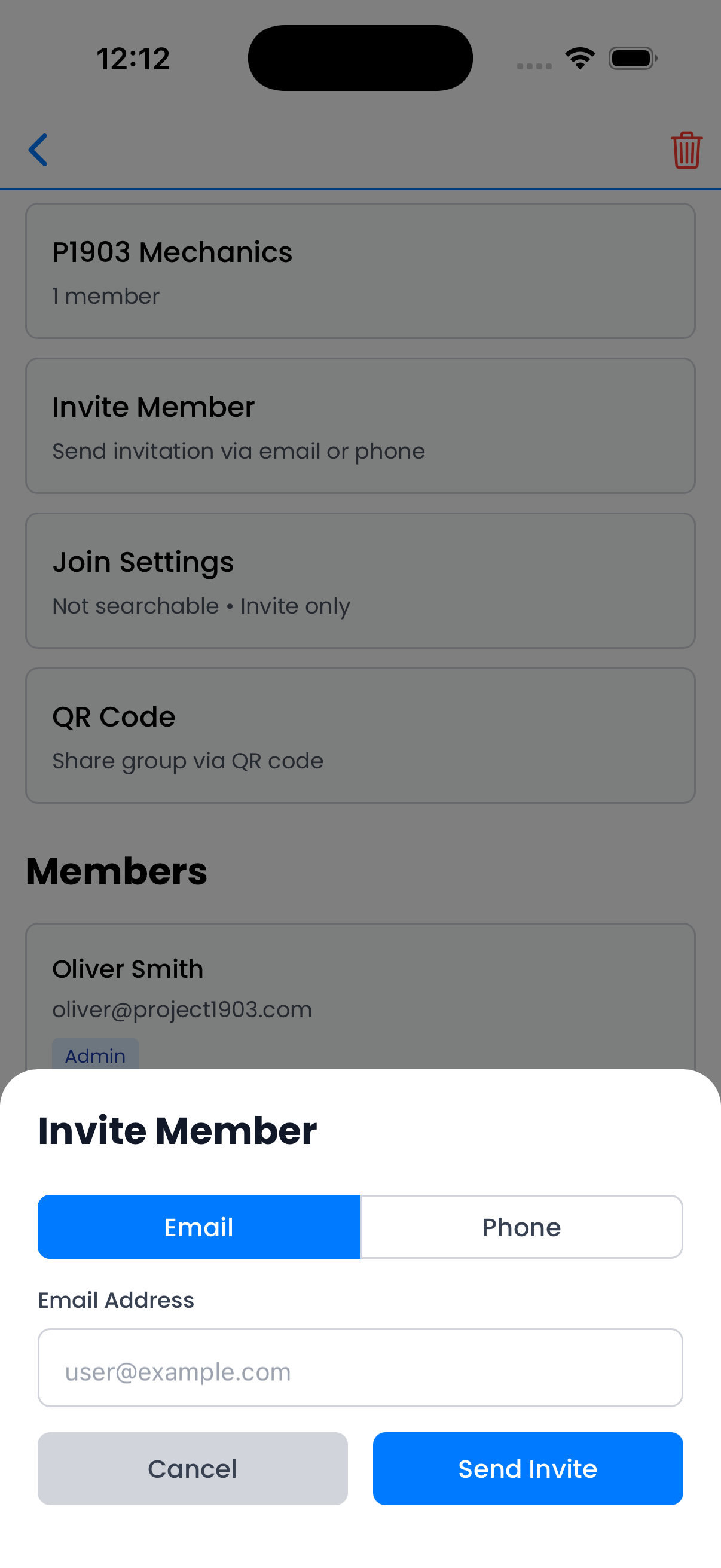 Invite by email