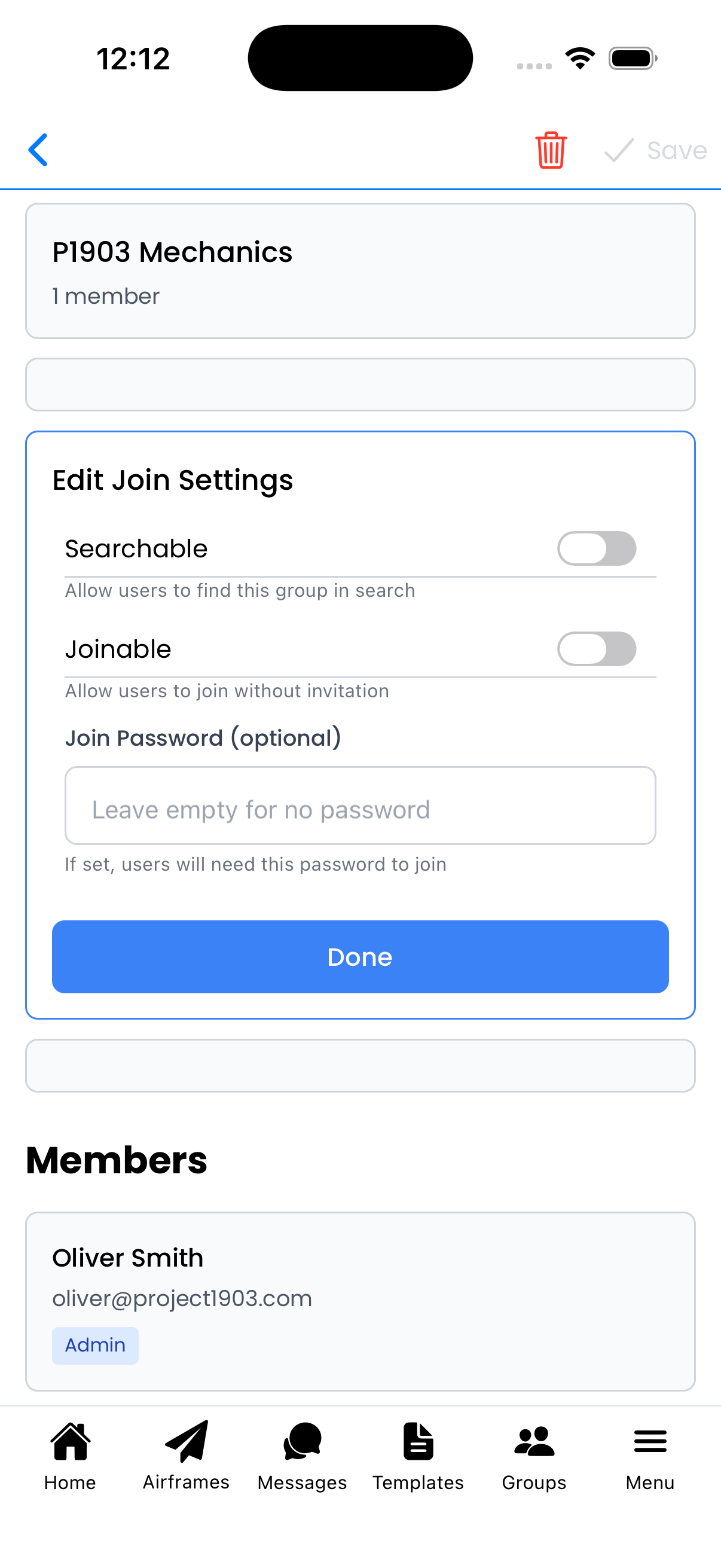 Join settings