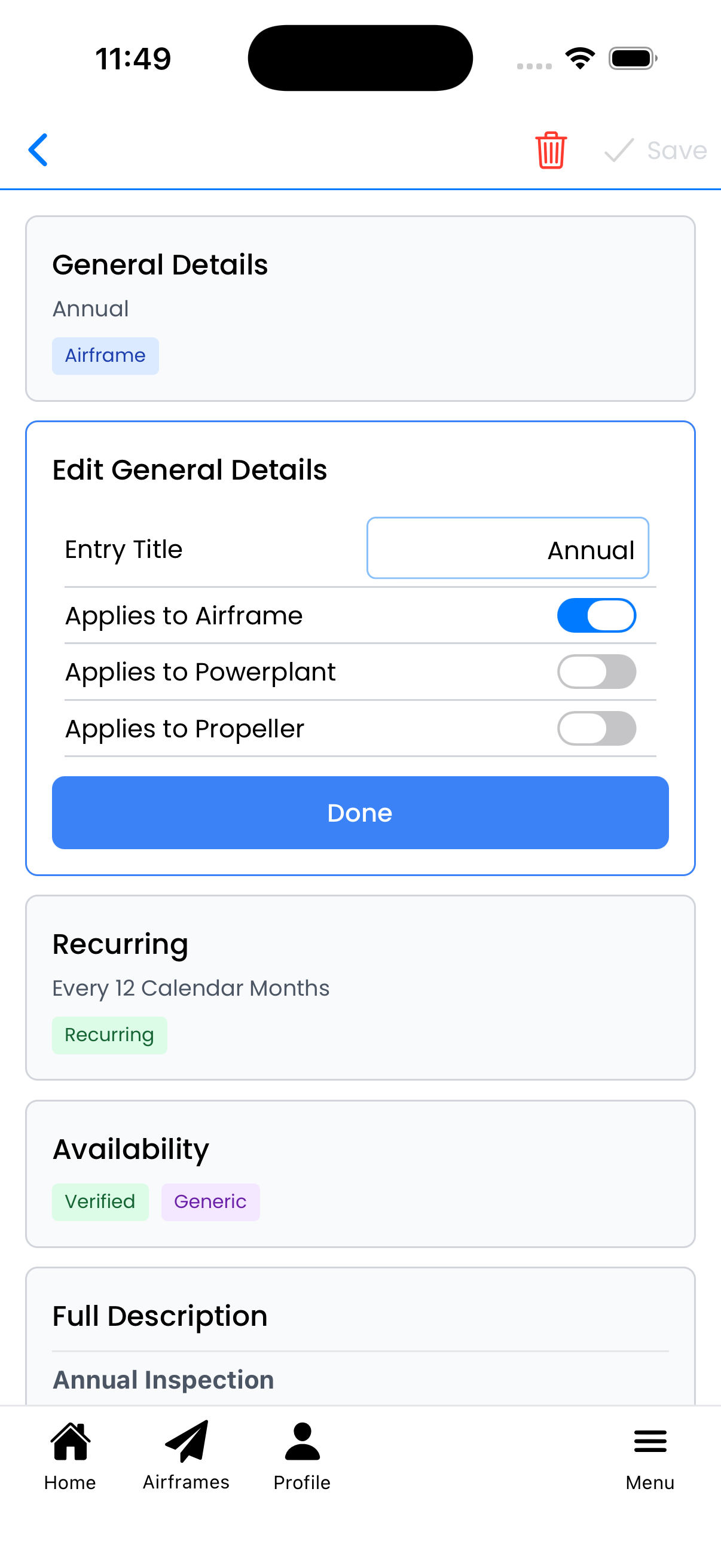 Edit General Details panel