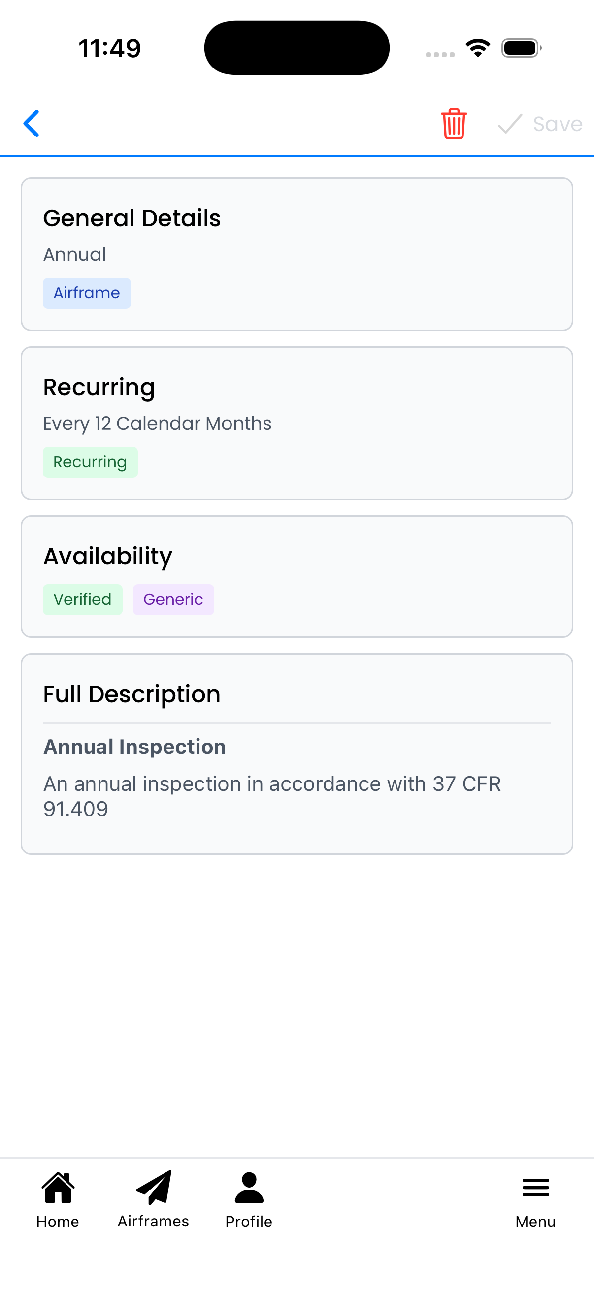 Inspection Type Editor screenshot