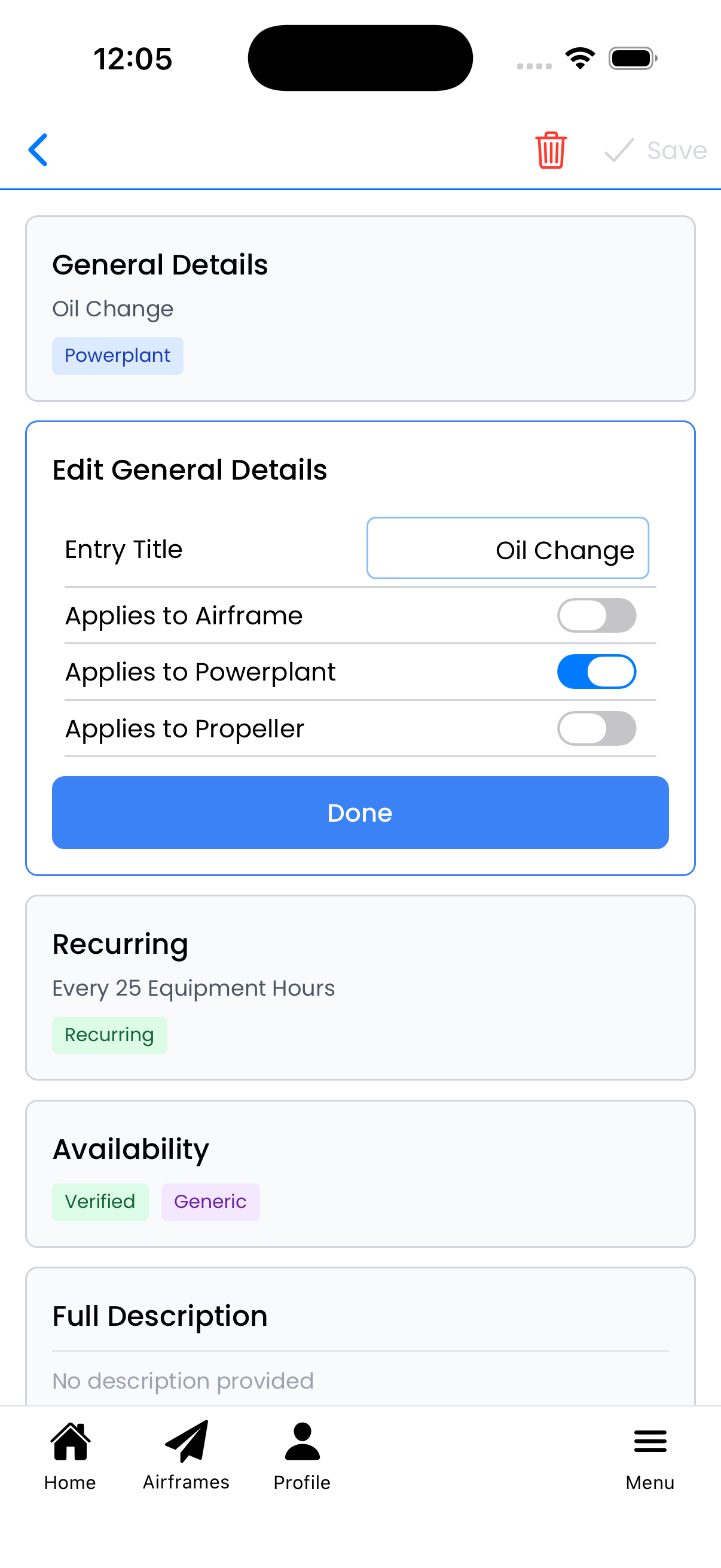 Edit General Details panel