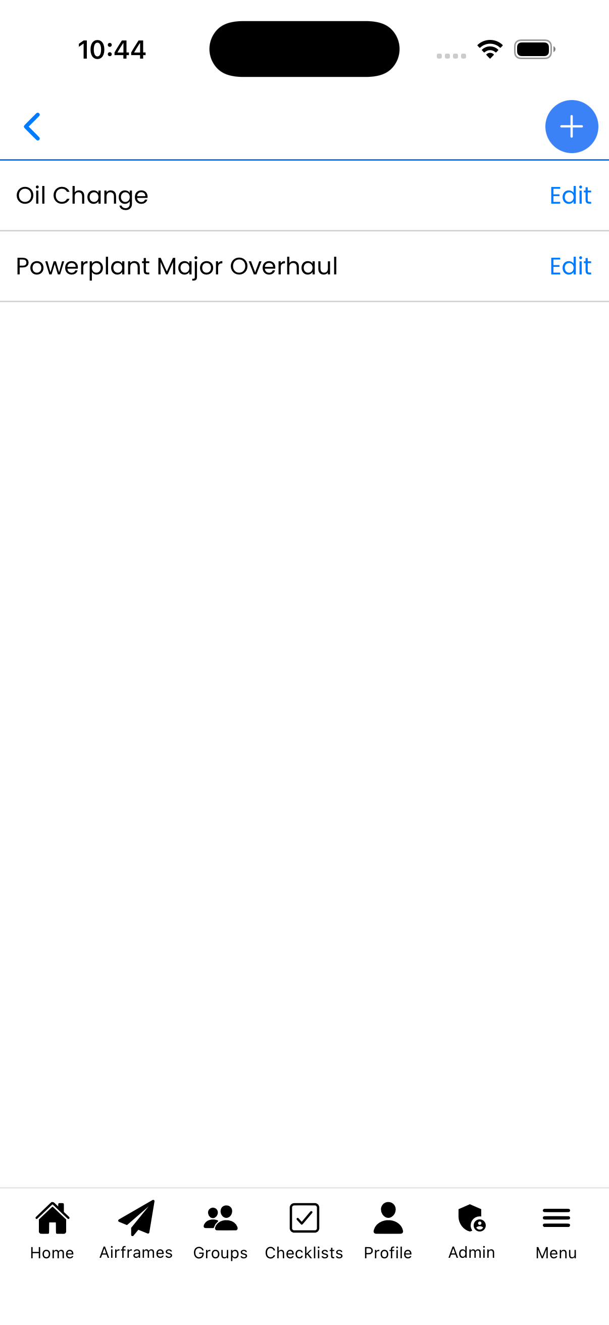 Maintenance Types screenshot