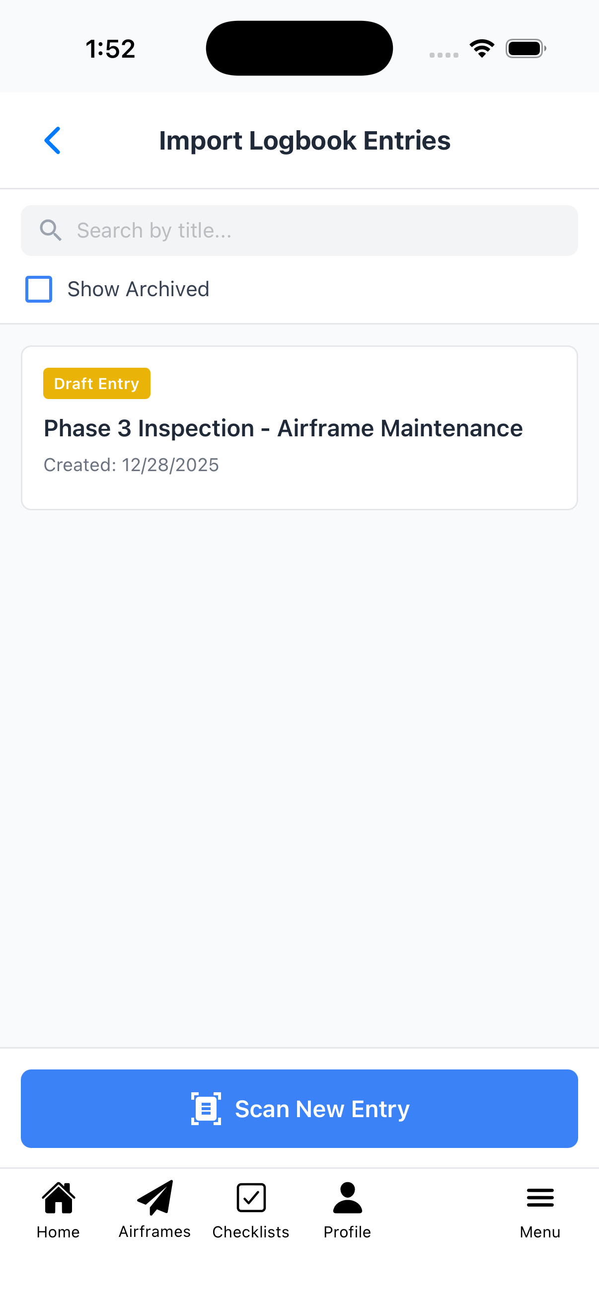 Import Logbook Entries screenshot