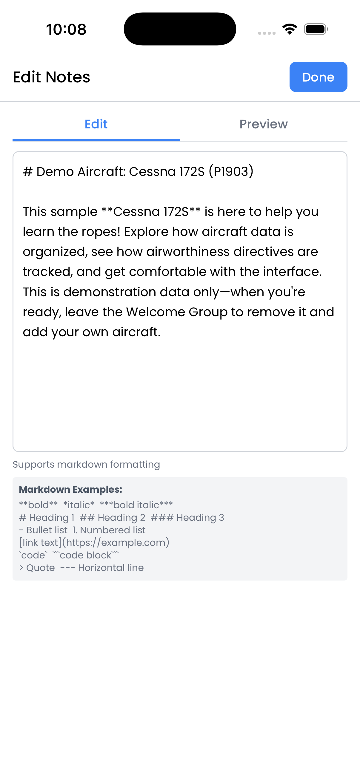 Markdown editor screenshot