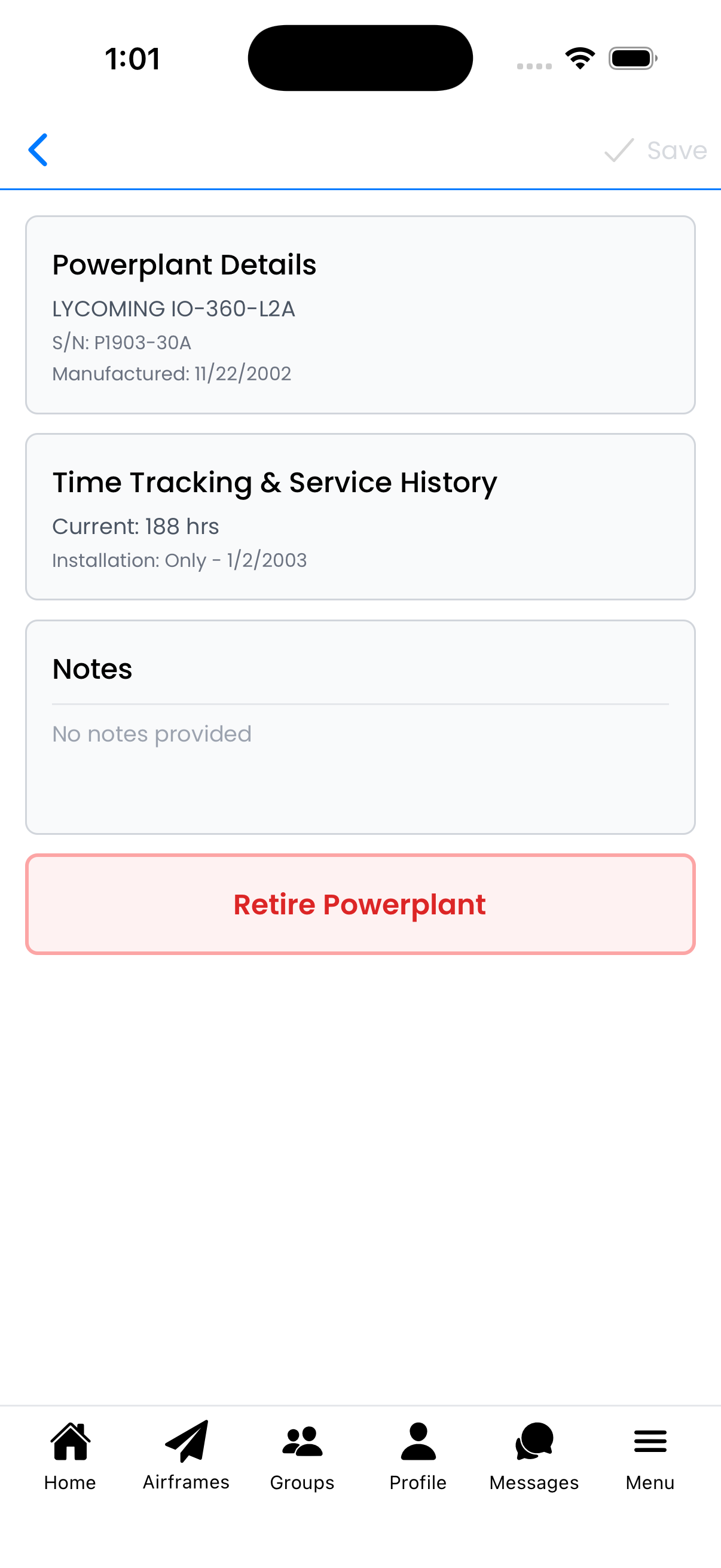 Engine Editor screen