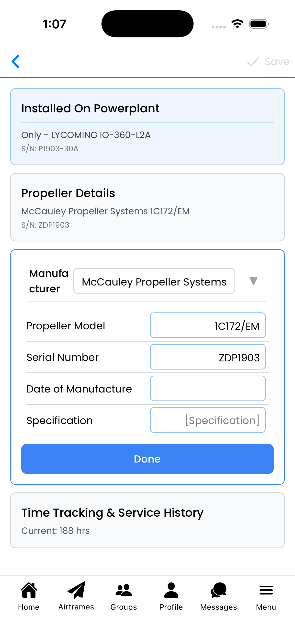 Propeller details form