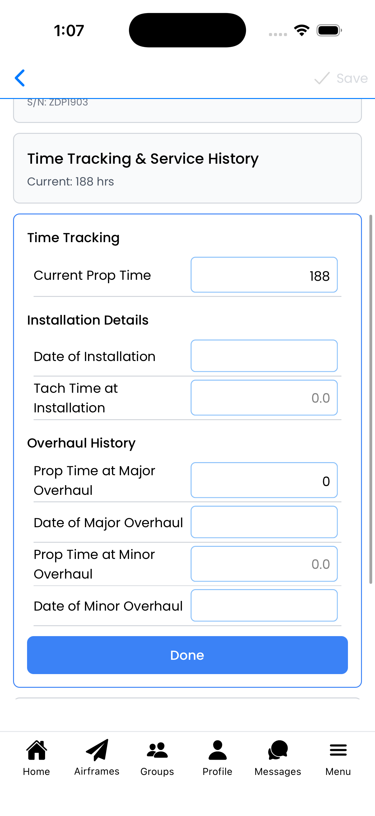 Time tracking section
